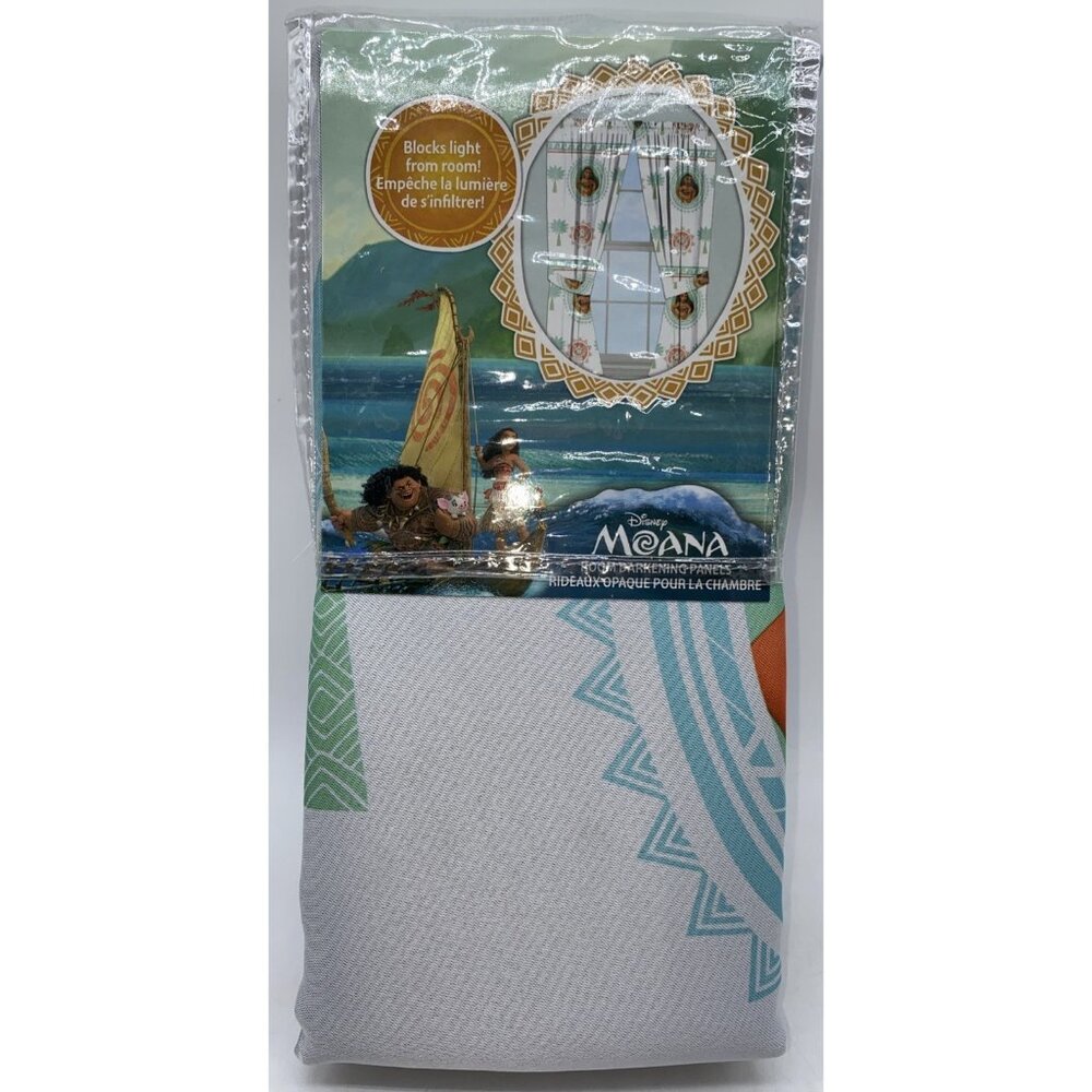 Disney Moana Kids Room Darkening 2 Panels Curtains & Tiebacks 42 in X 63 in